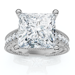 Certified 4 1/5Ct Princess Cut Diamond Vintage Engagement Ring Lab Grown