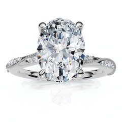 2 1/5Ct Oval Diamond Engagement Camellia Ring