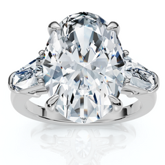 Certified 4 1/3Ct Oval & Baguette Diamond Engagement Ring 14k Gold/Pt Lab Grown