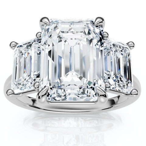 Cert. 5Ct Emerald Cut Diamond Engagement Ring 3-Stone 14k Gold or Pt Lab Grown