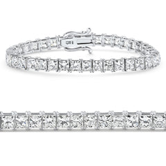 16.30Ct Princess Cut Diamond 7" Tennis Bracelet 14k Gold Lab Grown
