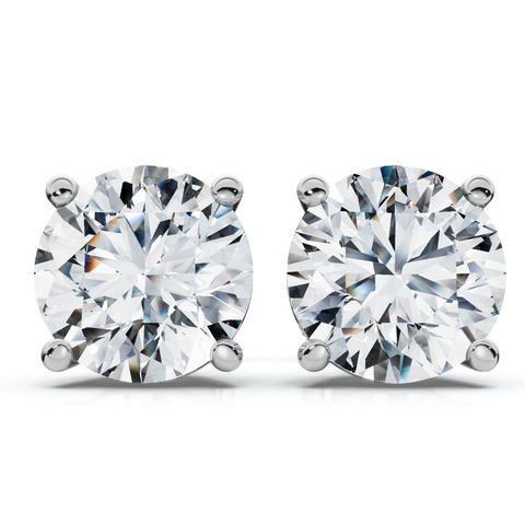 2 - 6 Ct TW Round Diamond Studs in 14k Gold Lab Grown Women's Earrings