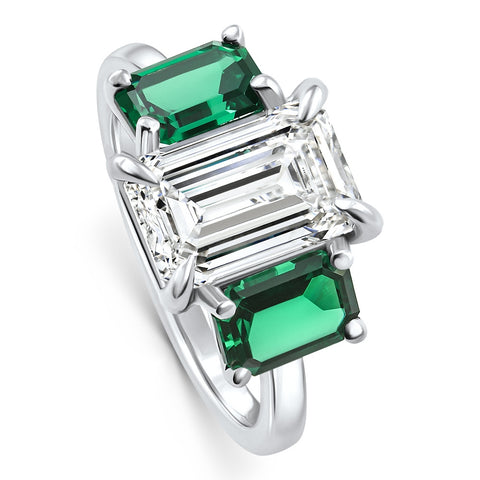 Certified 5Ct Green Emerald Diamond Ring 14k Gold or Platinum Lab Grown