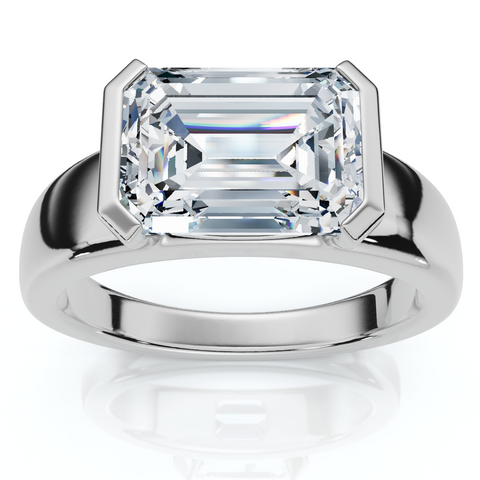 Certified 3Ct East West Emerald Diamond Engagement Ring 14k Gold or Pt Lab Grown