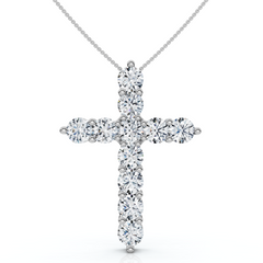 2Ct TW Diamond Cross Women's Necklace 14k Gold Lab Grown 1" Tall
