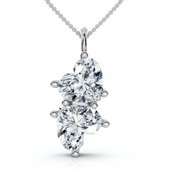 Copy-4Ct Certified Toi Et Moi Heart Shape Pendant 14k Gold Necklace Lab Grown