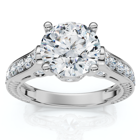 Certified 2 1/4Ct Antique Diamond Engagement Ring 14k Gold or Pt Lab Grown