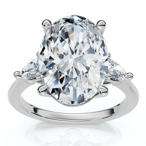 Certified 4 1/3Ct Oval 3-Stone Diamond Engagement Ring Lab Grown