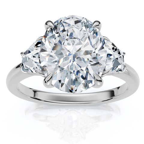 Certified 2.63Ct Oval & Trapezoid Diamond Engagement Ring Lab Grown