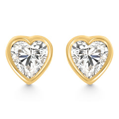 2Ct TW Heart Shape Diamond Bezel Stud Earrings 14k Gold Lab Grown
