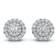 5/8Ct Double Halo Women's Diamond Earrings 14k Gold Lab Grown