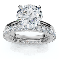 Certified 2.77Ct Solitaire Diamond Ring & Eternity Band 14k Gold or Pt Lab Grown