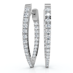 .90Ct Diamond Hoops Inside Outside Gold Lab Grown 1" Tall