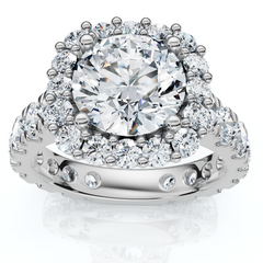 Certified 4Ct Lab Grown Cushion Halo Diamond Engagement Ring 14k Gold/Platinum