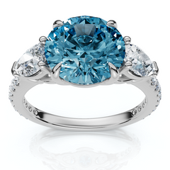 3 1/2Ct Fancy Blue Lab Grown Accent Diamond Engagement Ring 14k Gold