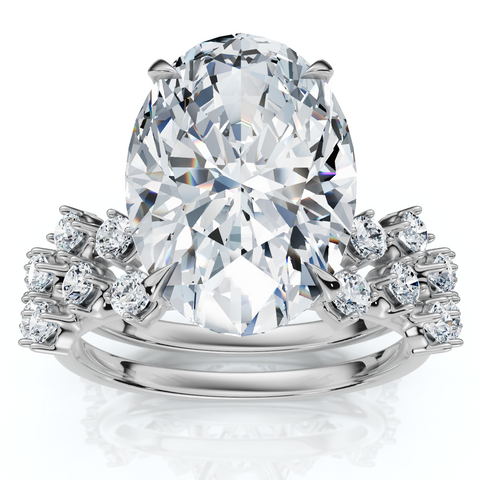 Certified 5 1/2Ct Oval Diamond Engagement & Wedding Ring 14k Gold/Pt Lab Grown