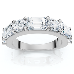 2.30Ct Emerald & Round Diamond Wedding Anniversary Ring 14k Lab Grown