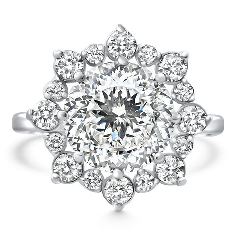 Certified 4 3/4Ct Portuguese Diamond Engagement Ring 14k White Gold Lab Grown