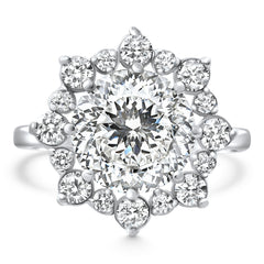 Certified 4 3/4Ct Portuguese Diamond Engagement Ring 14k White Gold Lab Grown