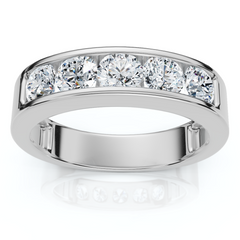 1 1/4Ct Diamond Channel Set Men's Wedding Ring Lab Grown 14k Gold or Platinum