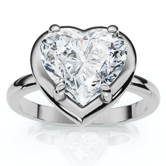 Certified 2 1/2Ct Heart Diamond Button Engagement Ring 14k Gold or Pt Lab Grown