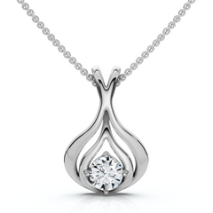 1/5Ct Solitaire Lotus Diamond Pendant 14k Gold 18" Necklace Lab Grown