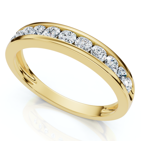 1/2cttw Diamond Channel Set Wedding Ring 10k Yellow Gold Womens Stackable Band