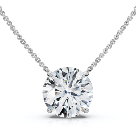 1 1/2Ct Round Cut Solitaire Diamond Pendant 14k Gold Women's 18" Chain Lab Grown