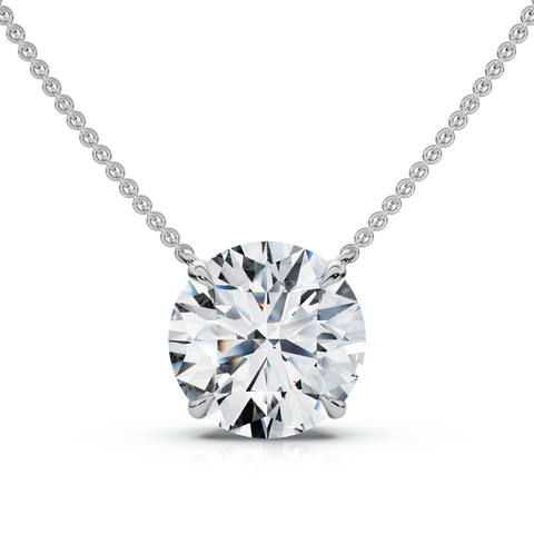 Certified 3Ct  Diamond Solitaire Pendant 14k Gold 18" Necklace Lab Grown