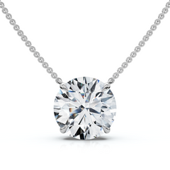 Certified 3Ct  Diamond Solitaire Pendant 14k Gold 18" Necklace Lab Grown