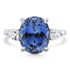 4 1/3Ct Oval Tanzanite & Diamond Anniversary Engagement Ring 14k Gold Lab Grown