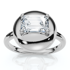 1Ct Emerald Cut Solitaire Candy Button Diamond Ring Lab Grown Gold