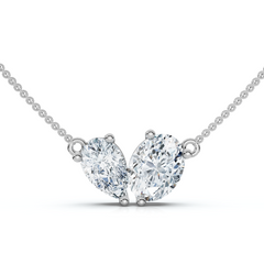 1.90Ct Heart to Heart Diamond Pendant 14k Gold Women's 18" Necklace Lab Grown