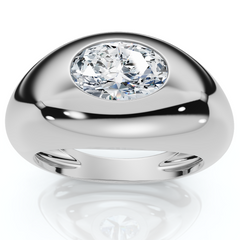 1Ct Sideways Oval Bezel Solitaire Stackable Dome Band