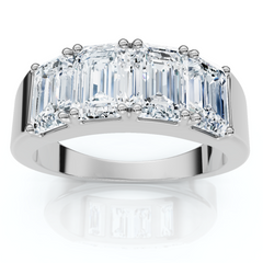 2 1/4Ct Tetrad Diamond Ring Emerald Cut Anniversary Band 14k Gold/Pt Lab Grown