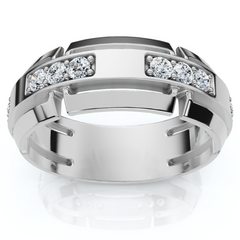 Men's 1/2Ct 7mm Wide Interlocked Diamond Wedding Ring 14k Gold Lab Grown