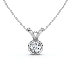 Dainty Stackable .03Ct Solitaire Bezel Diamond Pendant 14k Gold Lab Grown EF/VS