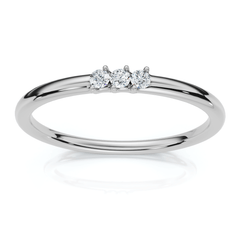 Delicate Diamond 3-Stone Minimalist Anniversary Wedding Ring 14k Gold Lab Grown
