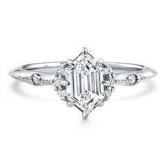 Certified 1 1/3Ct Elongated Hexagon Diamond Engagement Ring 14k Gold Lab Grown