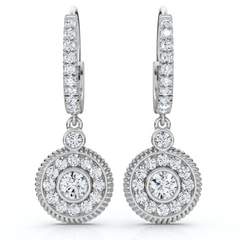 3/4Ct Dangle Diamond Earrings 1 1/10" Tall Lab Grown 14k Gold EF/VS