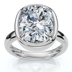 Certified 4Ct Cushion Diamond Bezel Prong Solitaire Engagement Ring Lab Grown