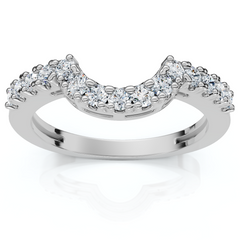 1/4Ct Notched Diamond Guard Anniversary Ring 14k Gold Lab Grown