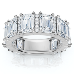 5 1/2Ct Naya Emerald Cut Diamond Wedding Band 14k Gold/Pt Stack Ring Lab Grown