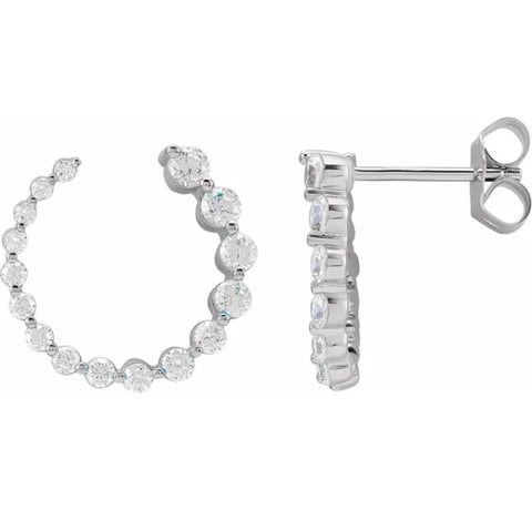 FVS 1Ct Lab Grown Graduated Diamond Circle Studs Earrings 14K White Gold 15mm