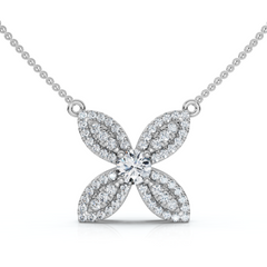 1/2Ct Diamond Flower Pendant 14k Gold 18" Necklace Lab Grown EF/VS