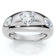 1 1/2Ct Sloan Heart Shape Bezel Set Diamond Dome Band 14k Gold Lab Grown EF/VS