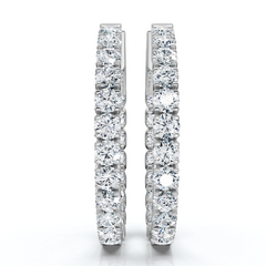 2Ct Diamond Inside Outside Hoops 14k Gold Lab Grown 1" Tall EF/VS