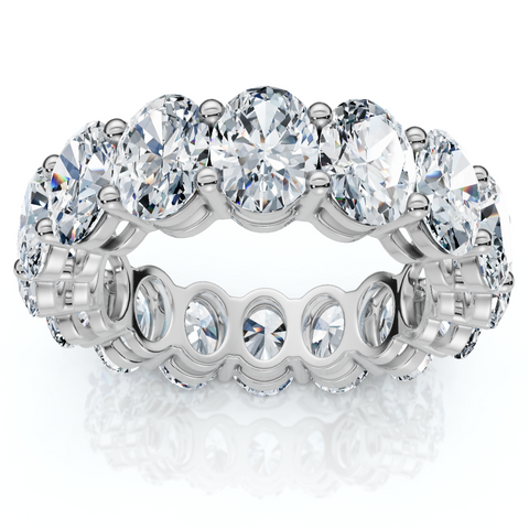 7Ct Oval Diamond Eternity Ring 14k Gold or Platinum Lab Grown EF/VS