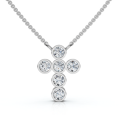 1/5Ct Diamond Cross Pendant Lab Grown 18" Necklace EF/VS