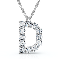 1Ct Diamond Initial "D" Pendant 14k Gold 18" Necklace Lab Grown 5/8" Tall